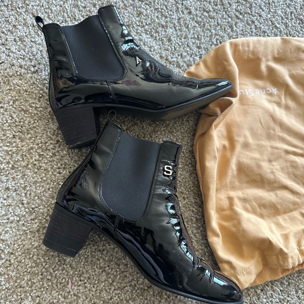 Acne Studios patent leather booties